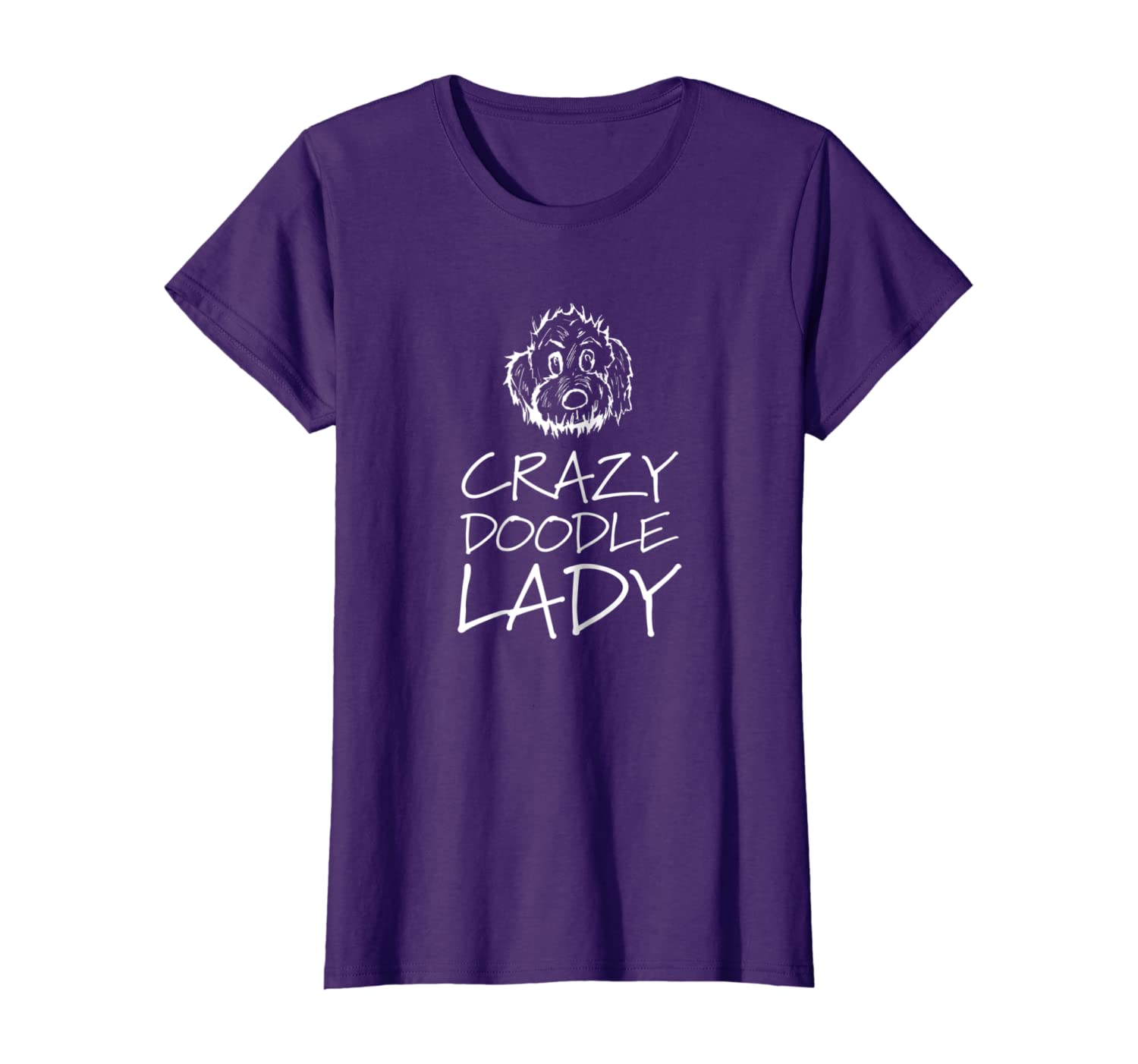 

Womens Crazy Doodle Lady Goldendoodle T-Shirt, White;black