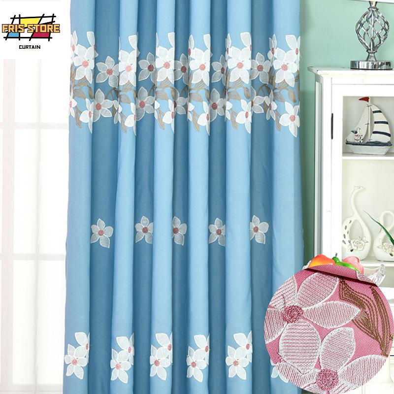 

Velvet Linen Curtains Peach Blossom Embroidered Blackout For Living Dining Room Bedroom Curtain & Drapes