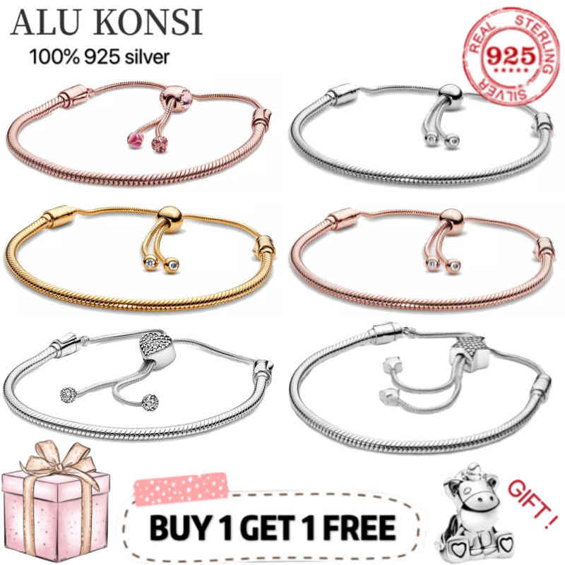 

High Quality Real 100% 925 Sterling Silver pan bracelet Love heart bracelet For Women Fit Original DIY Charm Jewelry 220210