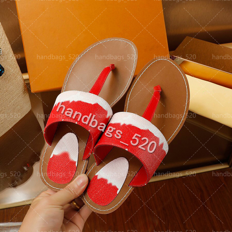 

2021 Summer Ladies Flat Sandals Top Leather Slippers Fashion Design Print Letters Beach Woman Flip Flops Shoes, Black