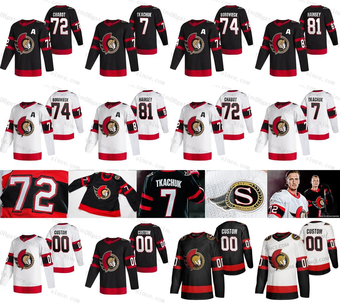 

Custom 21-20 Ottawa Senators Brady Tkachuk Jersey Thomas Chabot Tim Stutzle Murray bGreig Connor Brown Bobby Ryan Anderson Zaitsev Hainsey, White mens s-4xl