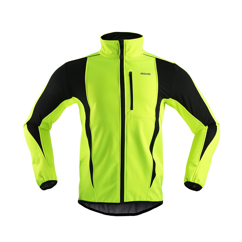 

Arsuxeo fall and winter weather proof fleece warm three layer cycling jacket 15K, Gray;blue