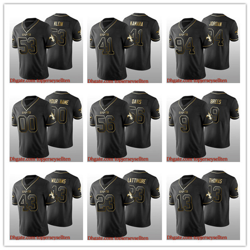

2021 New OrleansSaintsMEN WOMEN YOUTH Alvin Kamara michael thomas Drew Brees White Golden Edition 100th Season football Jersey, Black;red