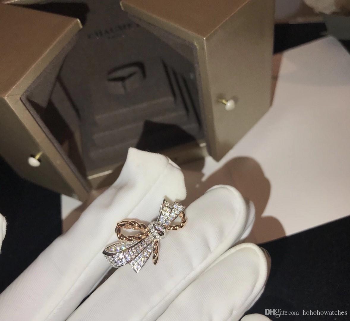 

luxury designer jewelry women rings With Side Stones bowknot 925 sterling silver engagement ring bague dame brand diamond original box