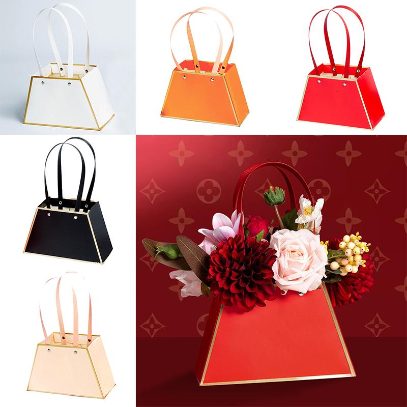 

Storage Bags Paper Handy Gift Bag Florist Kraft Handbag Portable Rose Flower Box Wedding Party Packaging F/ Candy Cake Birthday