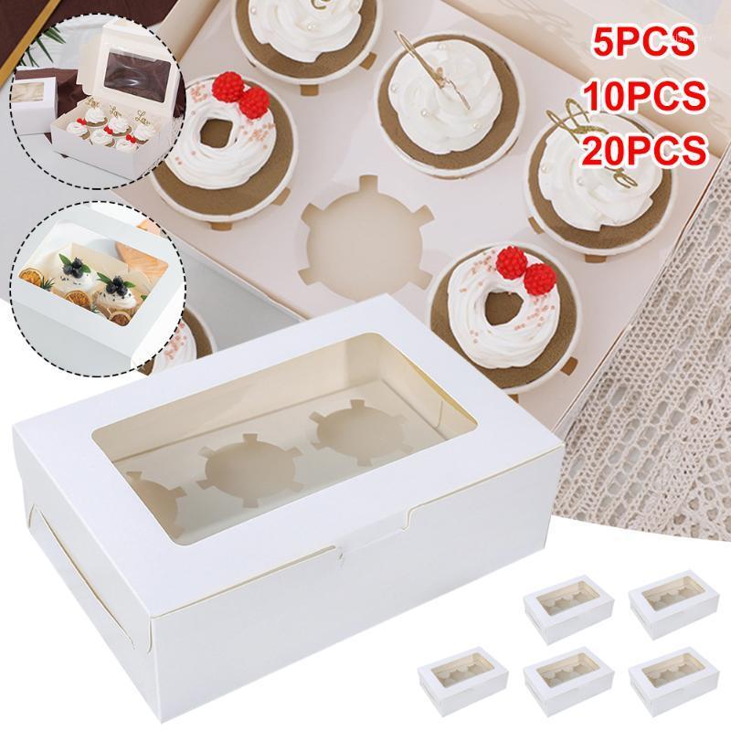 

Gift Wrap 5/10/20pcs 6 Cavity Plain White Cardboard Satin Finish Cupcake Windowed Boxes With Inserts - Holds Cupcakes, Muffins