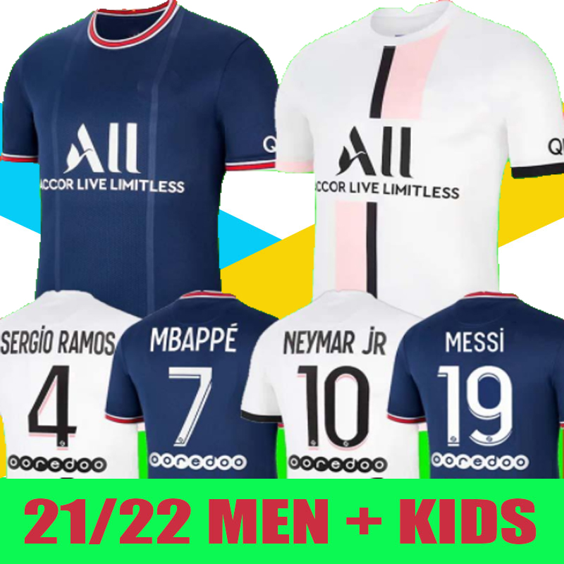

MESSI MBAPPE soccer jerseys HAKIMI SERGIO RAMOS 21 22 Maillots de football shirt 2021 2022 MARQUINHOS VERRATTI men kids kit uniforms enfants, Black;yellow