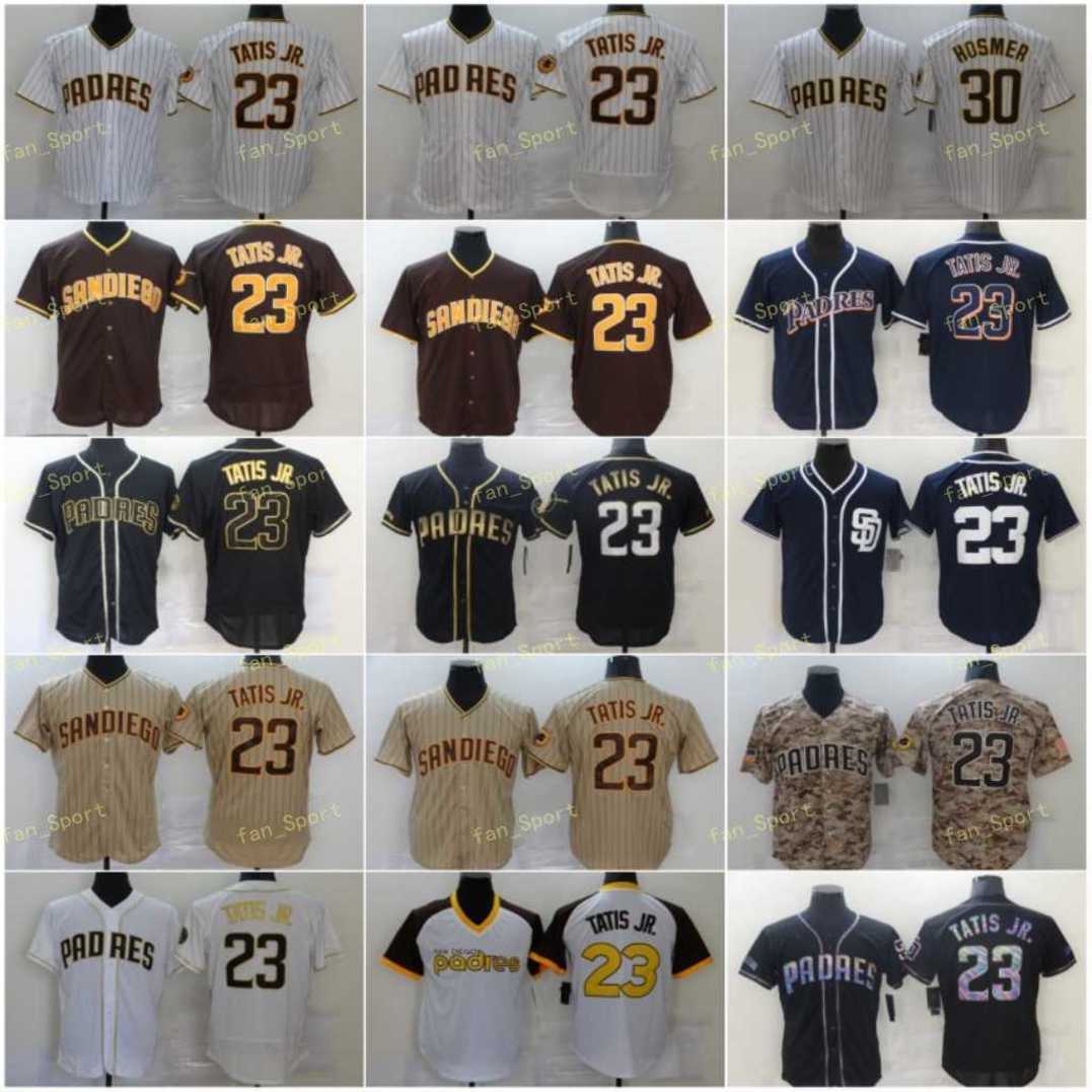

Mens 23 Fernando Tatis Jr Baseball Jerseys 30 Eric Hosmer Blank No Name Number Stitched Flexbase Cool Base Team White Brown Black Blue, Men