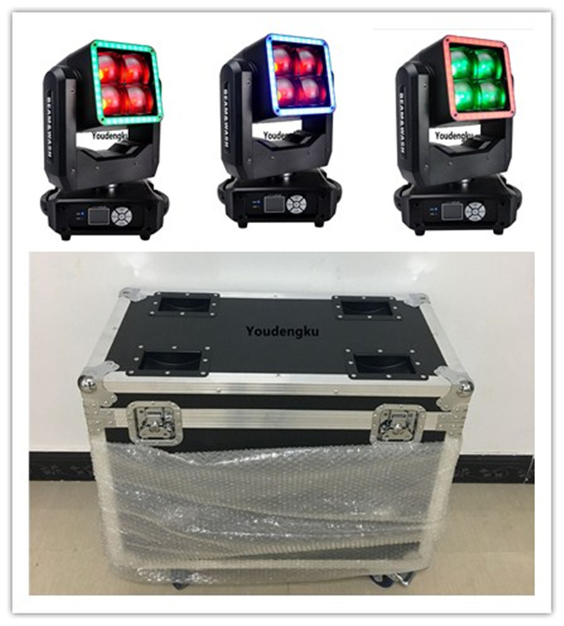 4pcs wth roadcase Pro Stage DJ Disco Beam Wash 2-in-1 Zoom Hybrid movingheads 4*60W RGBW 4-IN-1matrix LED Moving Head zoom Light-image-547903086