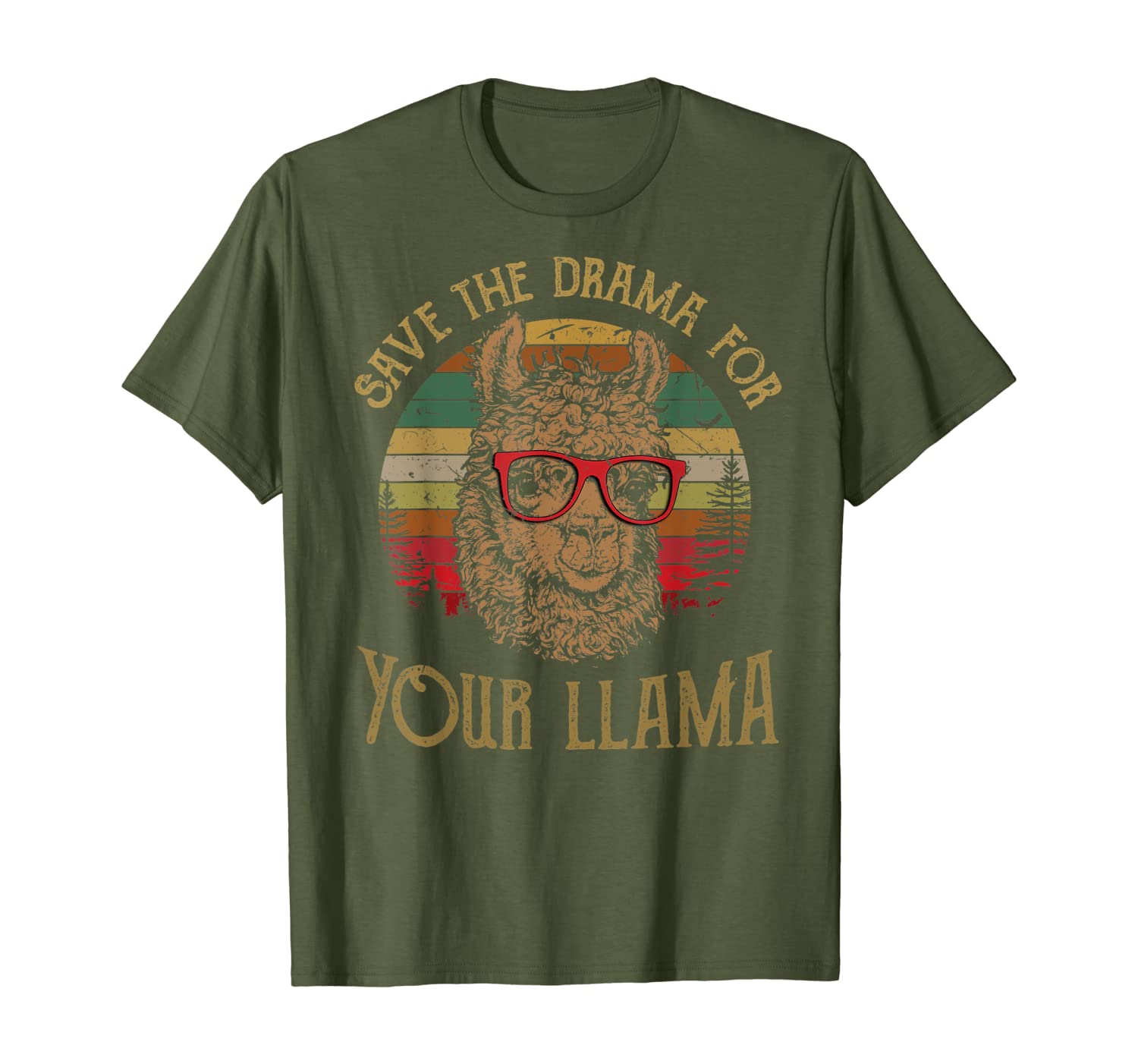 Retro Vintage Save the Drama for your Llama Tshirt T-Shirt-image-703994223