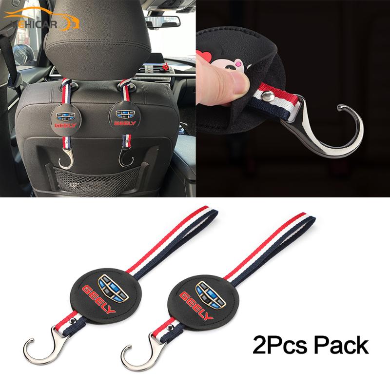 

Car Organizer VEHICAR 2PCS Headrest Back Seat Hook Hanger For GEELY Vehicle Storage Handbag Purse Bags Accessories