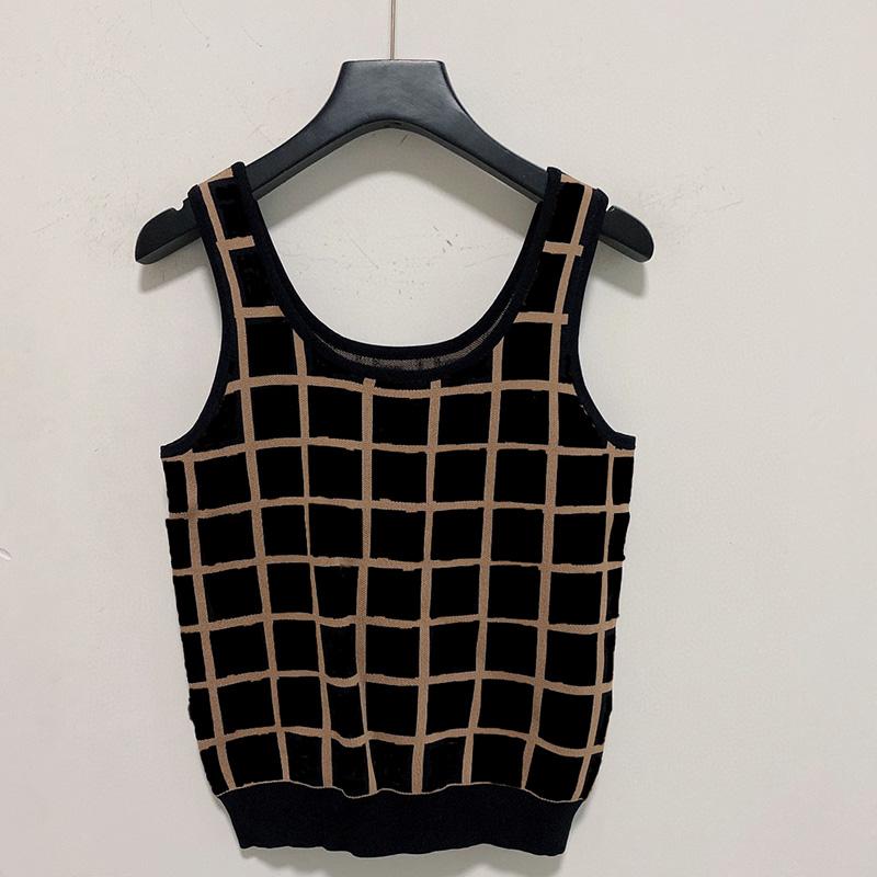 

Women's Knits Tanks clothing Autumn Short sleeve summer Retro Knit Vest Skinny slim height elastic High Waist Sleeveless Sweater quality classic style Camis S, Special link for replenishment freight