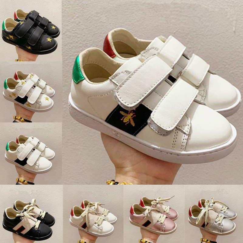 

Kids Flat Matte Leather Sneakers Ace Bee Shoe Snake Heart Chaussures Trainers Green Red Boy Girls girl youth kid sport Sneaker