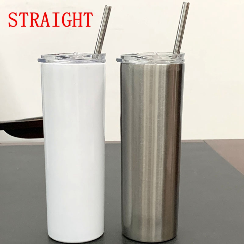 

DIY 20oz Blank Sublimation Skinny Tumblers Straight tumbler 20 oz Double Wall Stainless Steel vacuum insulated sippy cups, Stainless steel color