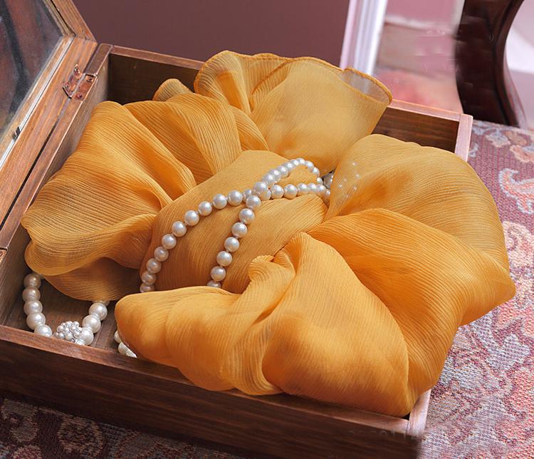 

Scarves Ginger Yellow 100% Natural Silk Crepe Long Pure Scarf Scarfs For Woman In Spring And Summer Suncreen Pashminas