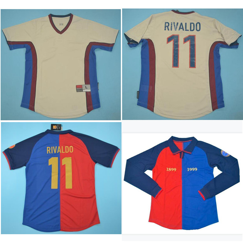 

Top 1998 1999 Rivaldo Retro soccer jerseys Guardiola KLUIVERT football shirt Away Puyol Xavi jersey 100 Years Figo Classic maillot de foot, Barcelona9899home