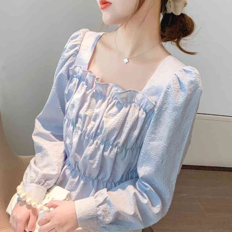 

Blouse Women Blusas Mujer De Moda Long Sleee Ruffles Chiffon Blouse Shirt Tops Women Blusa Womens Tops And Blouses D805 210602, As picture
