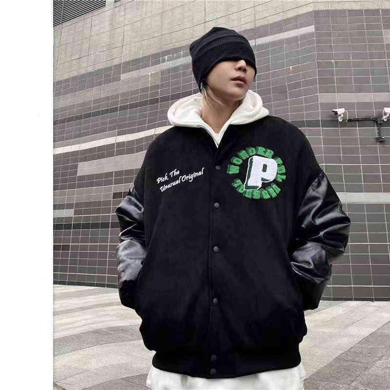 

men's jackets letters men's pilot baseball uniform ins retro loose casual american jacket trend new y2k men and women couple v76e, Black;brown