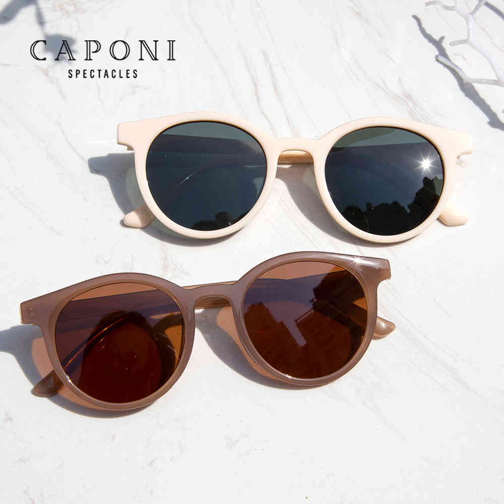 

CAPONI Vintage Sunglasses Women 2021 Eyewear Retro Round Polarized Kids Sun Glasses Ray Cut Brand Designer Female Shades