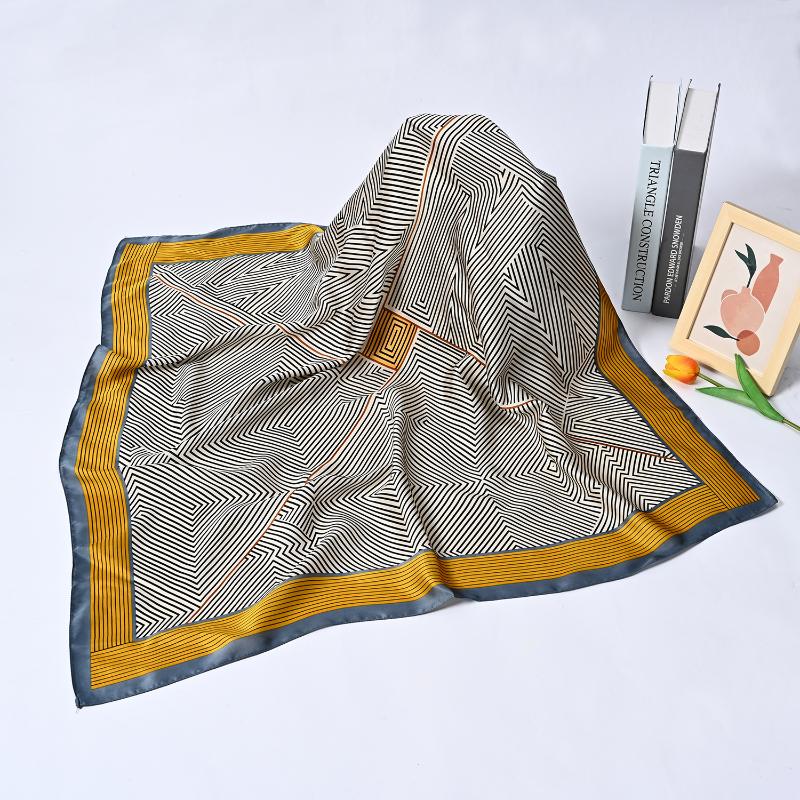 

Scarves 90*90cm Fashion Silk Satin Hair Scarf Women Handkerchief Printed Female Square Head Bandana Small Neck Muffler Hijab Lady Girl