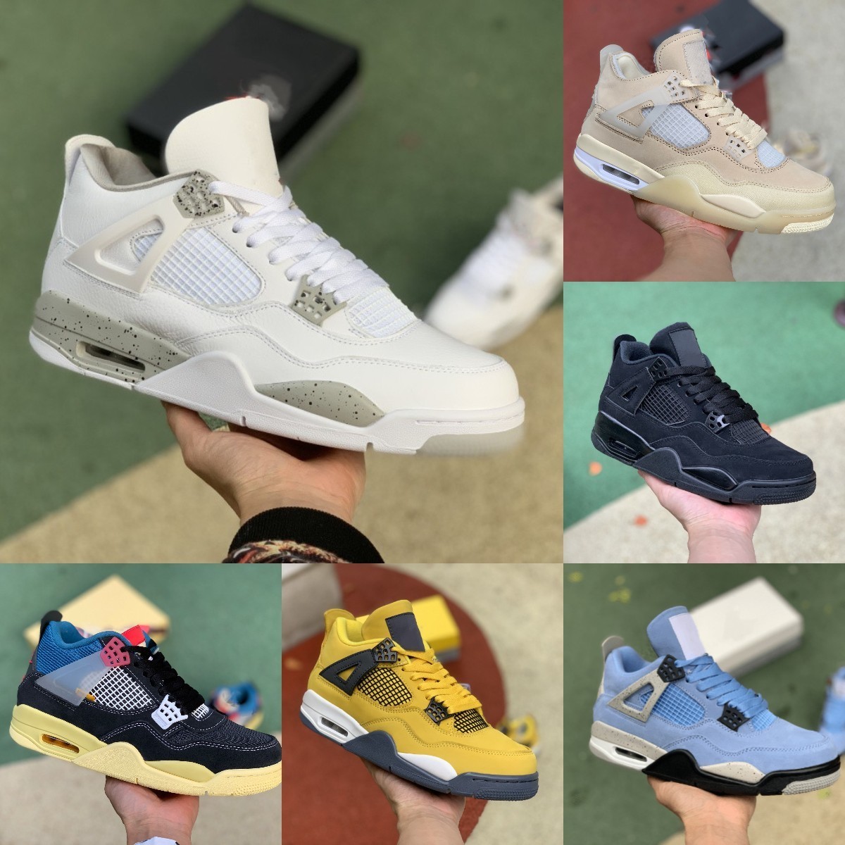 

Lightning 4 4s Basketball Shoes Jumpman University Blue Mens Black Cement Cat Cream Sail White Oreo Bred BORDEAUX What The Pine Green Court Purple Sports Sneakers, Please contact us