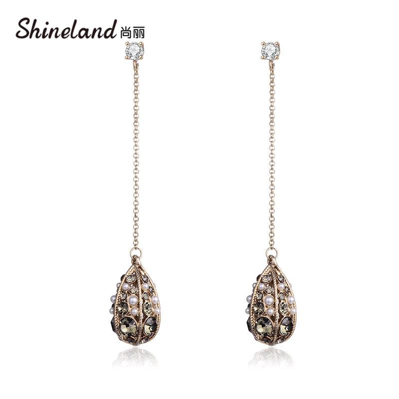 

Dangle & Chandelier Shineland Vintage Long Chain Water Drop Simulated Pearl Earrings For Women Fashion Charm Jewelry Accessories Gift