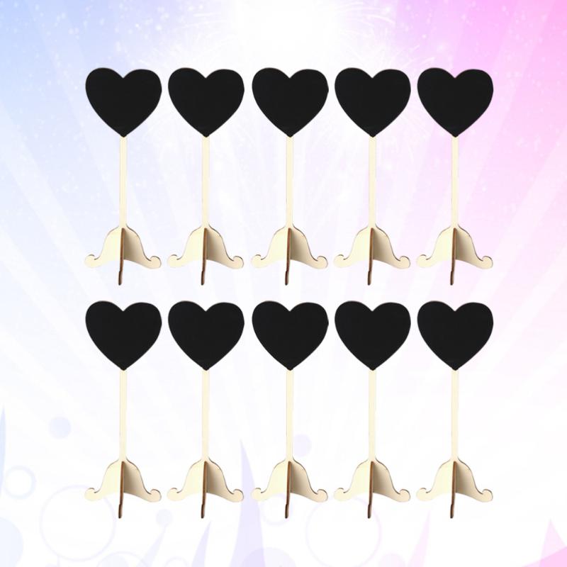 

10pcs Table Numbers Seat Blackboard Love Shape Design For Restaurant Home (Khaki+Black) Greeting Cards