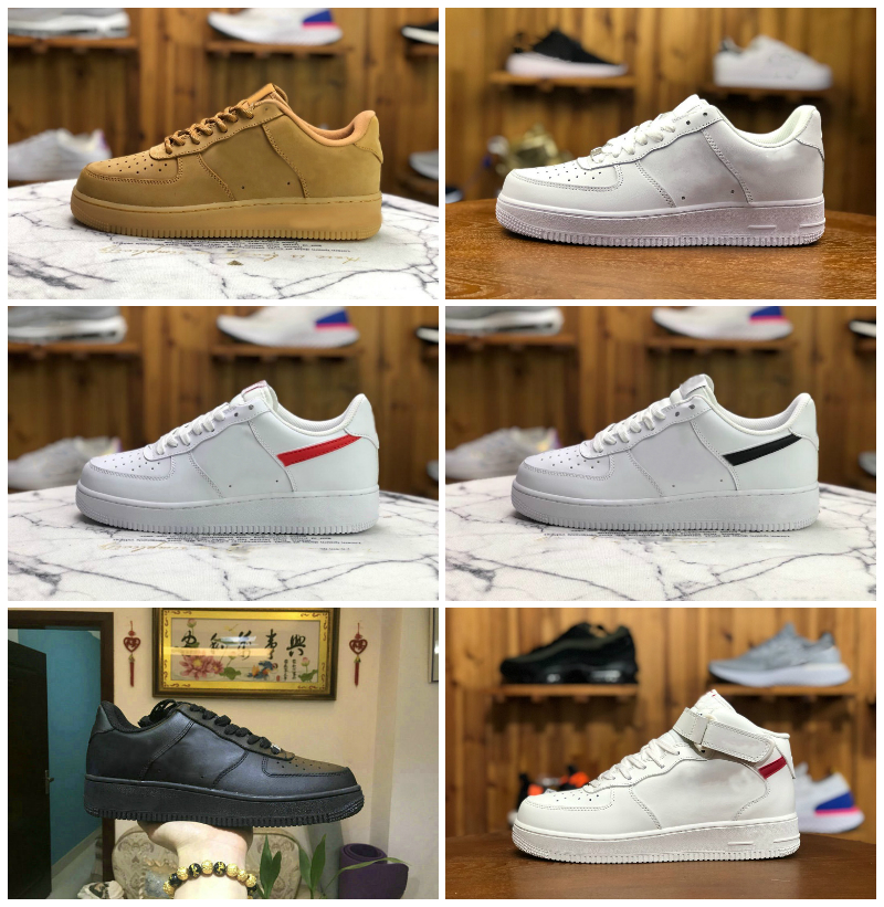 

Wholesale Designers Outdoor FORCES Men Low Skateboard Shoes Cheap One Unisex 1 Knit Euro Airs High Women All White Triple Black Wheat Red Sports Trainer Shoe, Bubble package bag