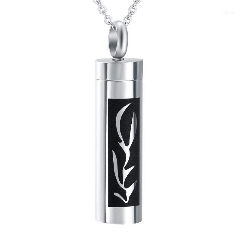 

Chains IJD2174 Stainless Steel Black Pattern Cylinder Cremation Necklace For Ashes Urn Memorial Keepsake Pendant Jewelry1