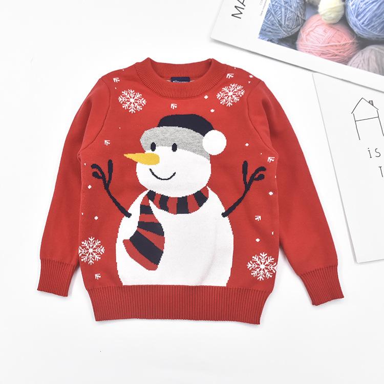

Cute Snowman Childern Sweater Thick Warm Christmas Clothes Kids Sweaters Pullover Cotton Long Sleeve Knitted Wear Children Tops Cardigan, Blue