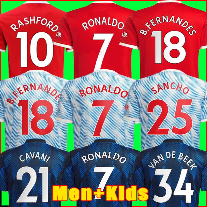 

RONALDO soccer jersey SANCHO RASHFORD 21 22 MAN SHAW UNITED 2021 2022 fans player version UTD POGBA MARTIAL LINGARD B. FERNANDES football shirt men + kids kit6, 21/22 3rd men jersey