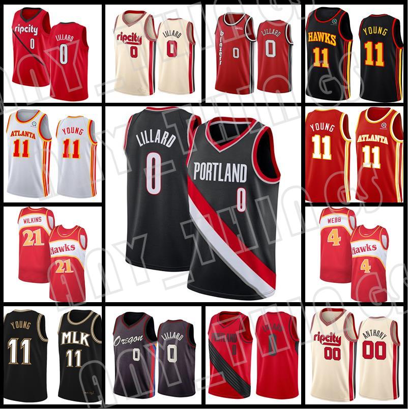 

Damian 0 Lillard Trae 11 Young 4 Spud Webb Mens Jerseys new season Hawk Basketball Jersey Portlands Trail Blazerss City red black white, Men jersey