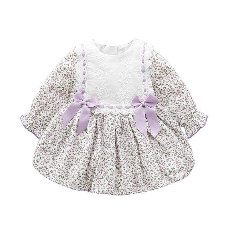 

Baby Girl Lolita Floral Dresses Infant Princess Ball Gown Girls 1st Birthday Christening Party Dress Toddler Boutique Clothes 210615, Purple