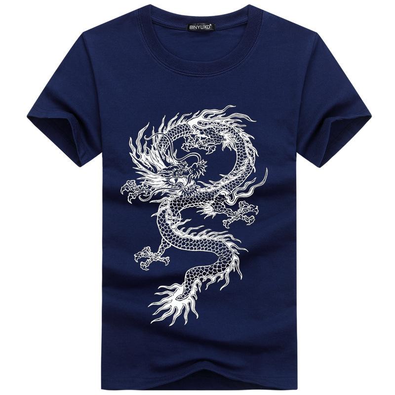 

Men' T-Shirts Fashion Men T-shirt Short-Sleeve O-Neck Chinese Dragon Printing Boy -5XL Plus Size T Shirt Casual Tops Outdoor Sports Clothi, Gray dragon