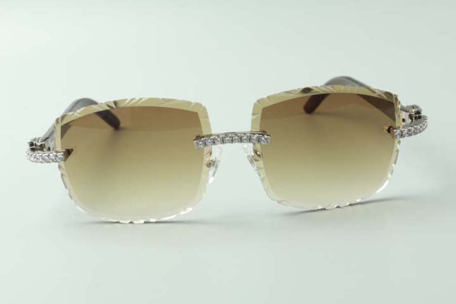 

60Sunglasses 2021 designers sunglasses 3524023 endless diamonds cuts lens natural hybried buffalo horn temples glasses size 58-18-140mm