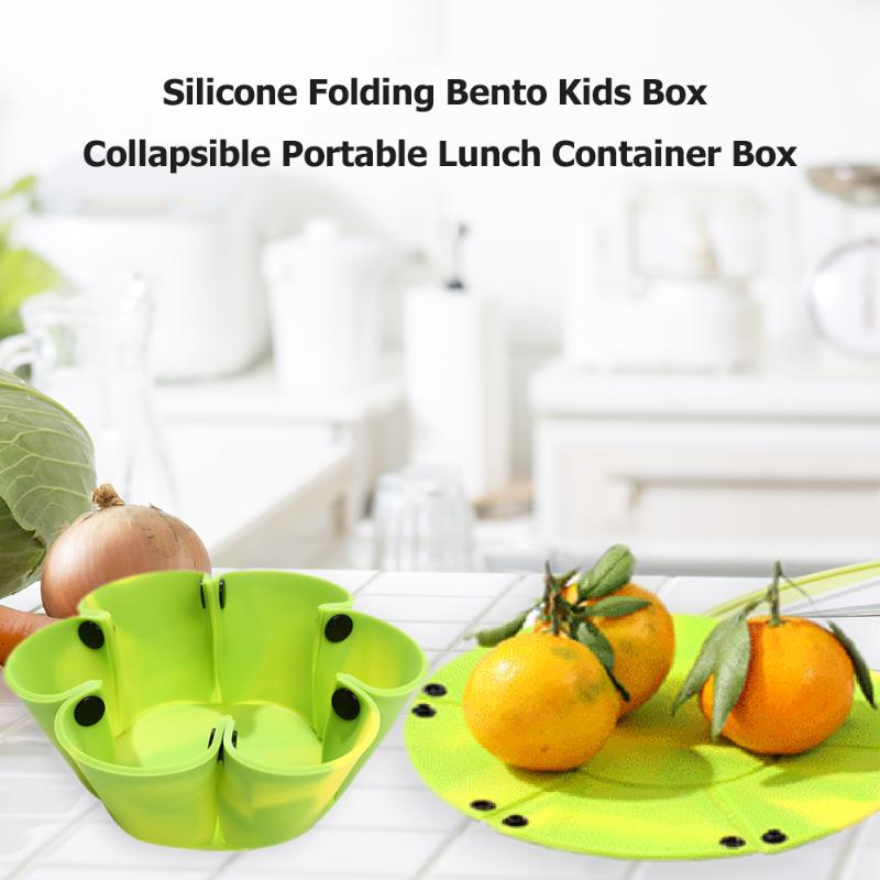 

Practical Silicone Bowls Durable Portable Container Collapsible Travelling Lunch Bento