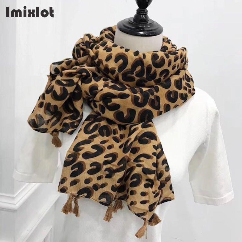 

Scarves Fashion Women Leopard Print Scarf With Tassel 180*90cm Long Stole Thin Cotton Warm Large Shawls And Wraps Foulard Femme Cachecol, Blue;gray