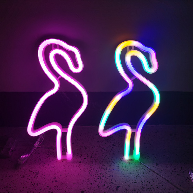 

Many Stock Flamingo Neon Signs Led Decoration Holiday Lighting 7colors Options For US EU Market Night Lights 7-15days