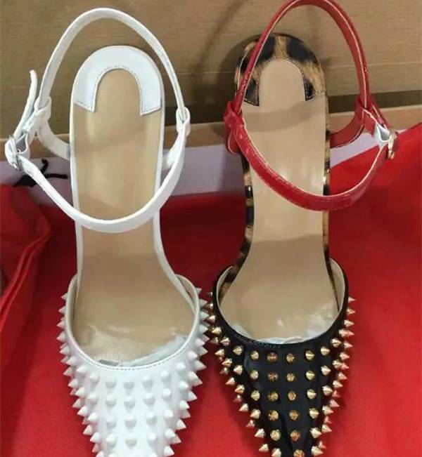 

Famous Designer Spikes bottom shoes Genuine leather Rivet Sexy Fashion 8cm/10cm/12cm High Heels Ladies Footwear Womens pumps Shoes, Black