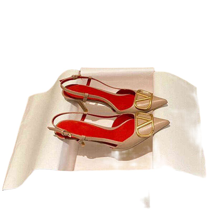 

Women's formal shoes 2021 spring and summer v-home Warren pointed one-line buckle leather shallow mouth flat sole single shoe rear trip belt high-heeled, Blue buckle (flat bottom 1cm)