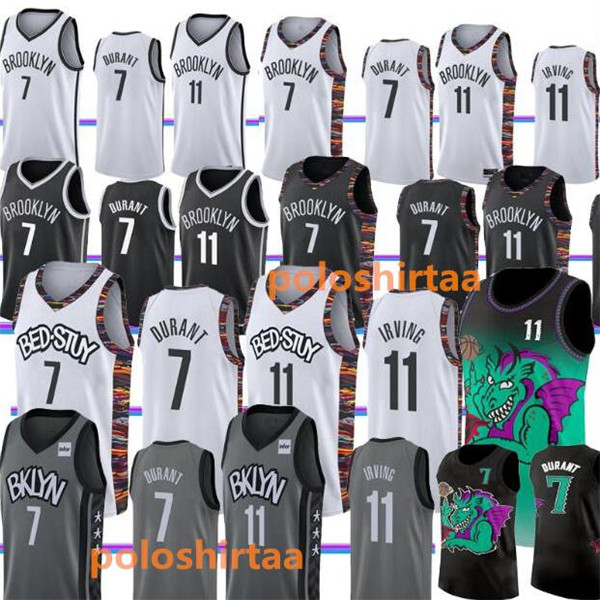 

Brooklyn Nets Kevin 7 Durant jersey Kyrie Mens 11 Irving Jerseys Gray Black White 2020 New Stitched Basketball Jerseys, Black;red