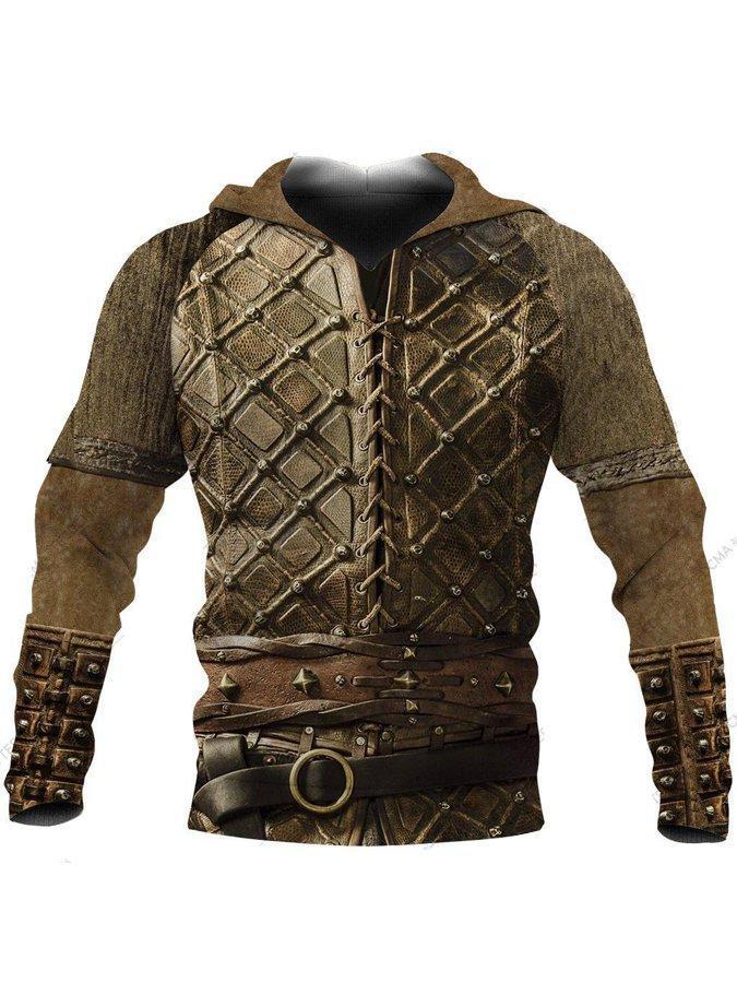 

2021 spring and autumn popular new men's armor knight print hoodie classic sports 3d sweaterr75z, Black