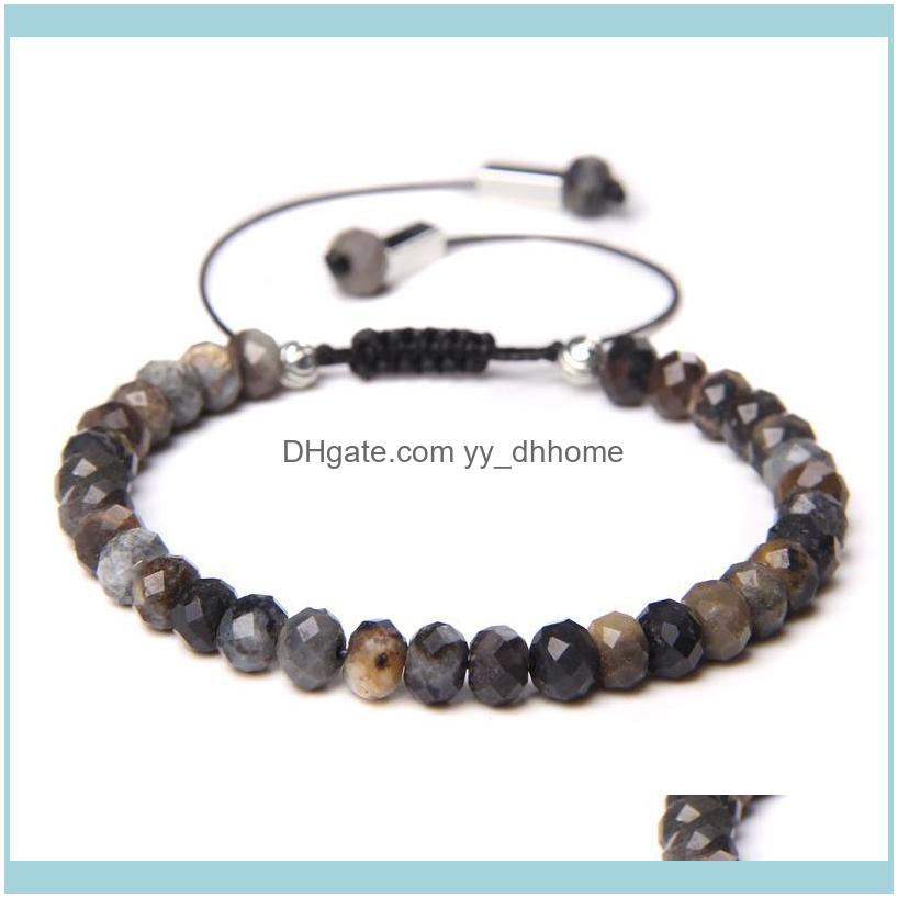 

Strands Jewelryfaceted Ufo Shape Black Labradorite Bracelets Handmade Weave Rope Adjustable Bangel 3*8 Mm Stone Beads Charm Pulsera Gifts Be