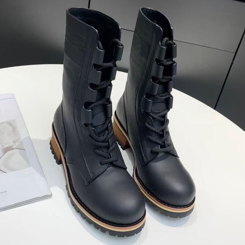 

Top Quality Women Boots Wedges Flat Shoes High Heel Platform Leather Lace Up Black size35-41, Black patent leather