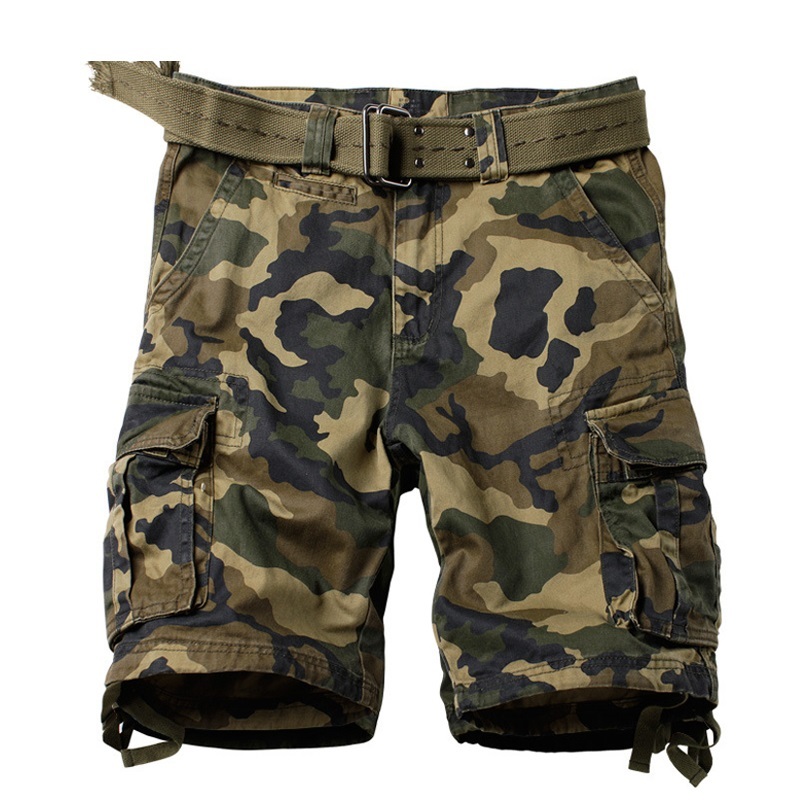 

Cargo Shorts Men Camouflage Many Pockets Military Style Blue Camo Shorts Tactical Breeches Men Summer Short Trouser Male Bermuda 210518, Camo f(no belt)