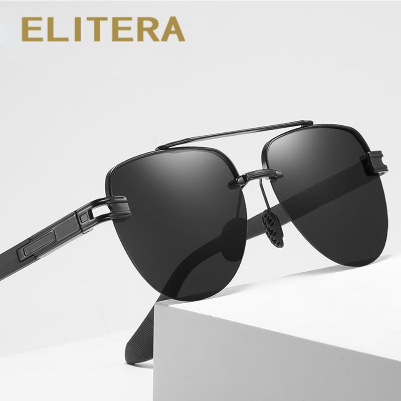 

Sunglasses ELITERA Polarized Men's Large Frame Frameless Sun Glasses Fashion Metal Classic Driver Goggles