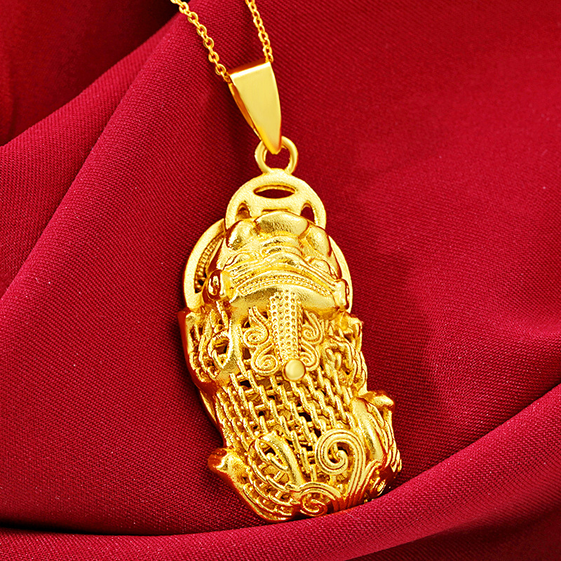 Hollow Pixiu Pendant Chain 18k Yellow Gold Filled Tradition Jewelry For Women Men-image-669699689