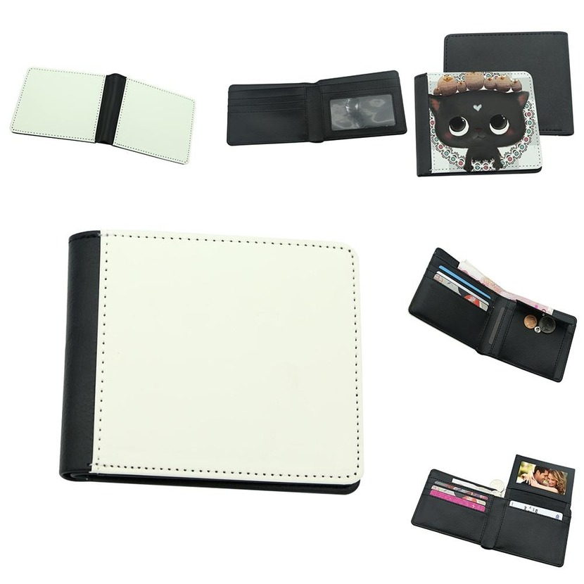 

Party Favor Double Sided Sublimation Blank Wallet Bags Men's PU Leather Blanks Purse DIY Photo Card Bag Birthday Gift CO27