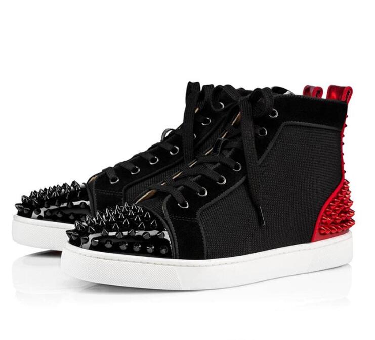 

2021 New Arrival Red Bottoms Men Women Designer platform Luxurys Sneakers Junior Spikes suede leather mens women red bottom casual shoes, Black
