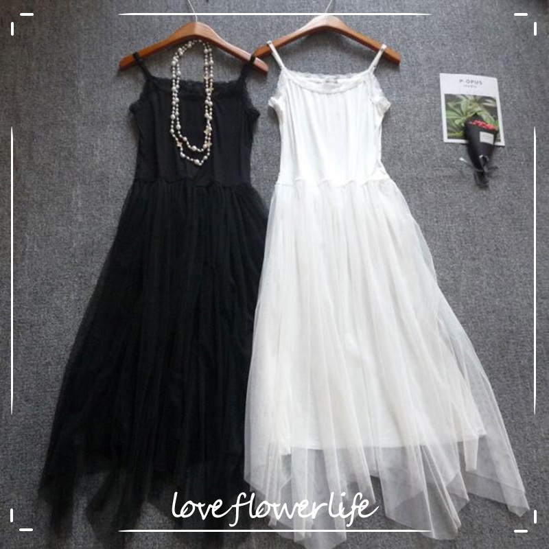 

Spring Summer Sexy Patchwork Mesh Sling Dress Women Vintage Sleeveless Plus Size Lrregular Party Dresses Vestidos 210521, White